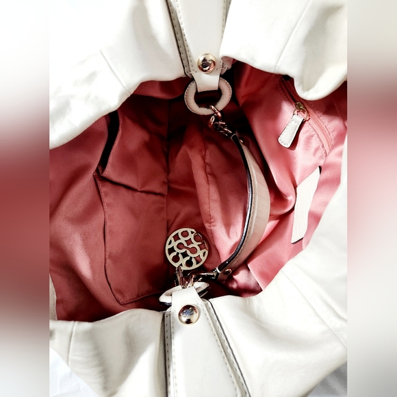 Coach Kristin Lyd Ed Ivory Color Leather Drawstring Hobo Shoulder Bag Handbag - Picture 5 of 12